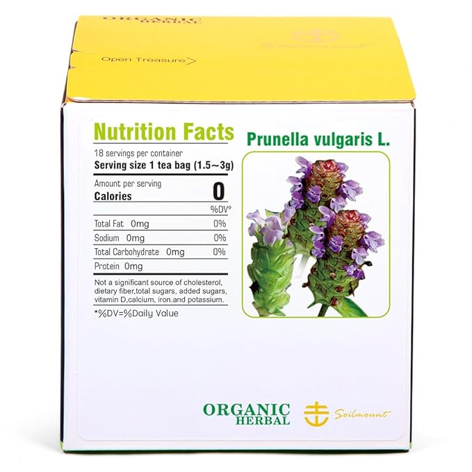 Soilmount - Self-Heal Tea - |Prunella vulgaris|xia ku cao|夏枯草| - Pure Herbal Tea - Natural, Organic, Non-GMO, Clean Ingredients, Caffeine Free (18 Tea Bags, Box 1)