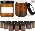 4 oz Glass Jars with Lids, 16 Pack Amber Jars with Lids & Inner Liners, Wide Mouth | Glass Black Mason Jars for Cream, Lotion, Honey, Jam, Jelly | Kitchen & Home