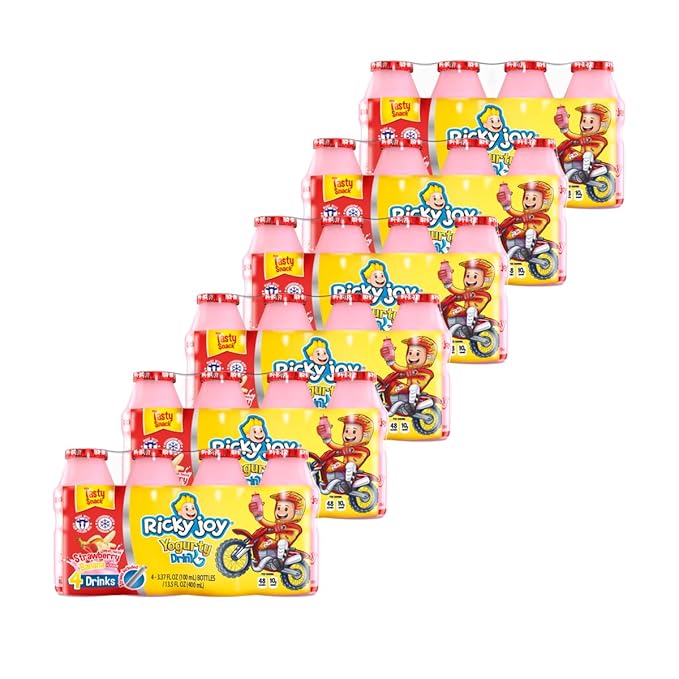 Ricky Joy® Yogurty Drink, 3.37 fl oz each., 24 Bottles Strawberry Banana (Pack of 24)