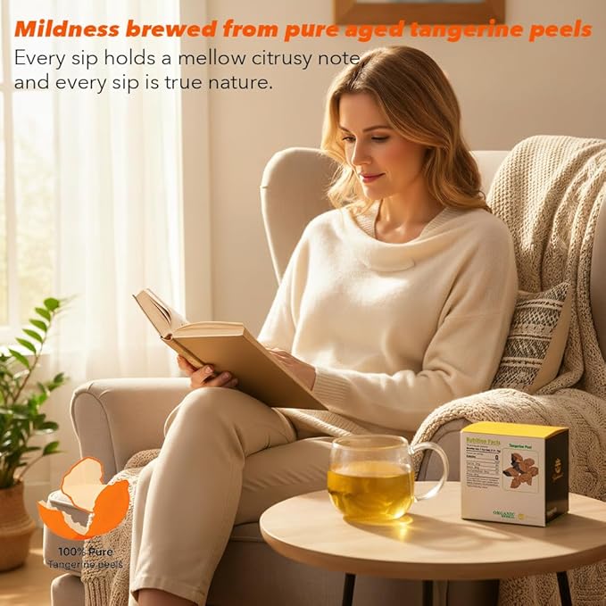 Soilmount - Tangerine Peel Tea - |Chen Pi| - Pure Herbal Tea - Natural, Organic, Non-GMO, Clean Ingredients, Caffeine Free (18 Tea Bags, Box 1)