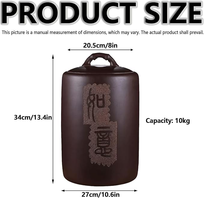 Ceramic Rice Storage Jar, Rice Storage Containe, Large Capacity Food Storage Jar, Grain & Rice Dispenser, Home Grain Storage Ceramic Container, Suitable for Flour, Sugar, Cereal, Coffee, Rice.