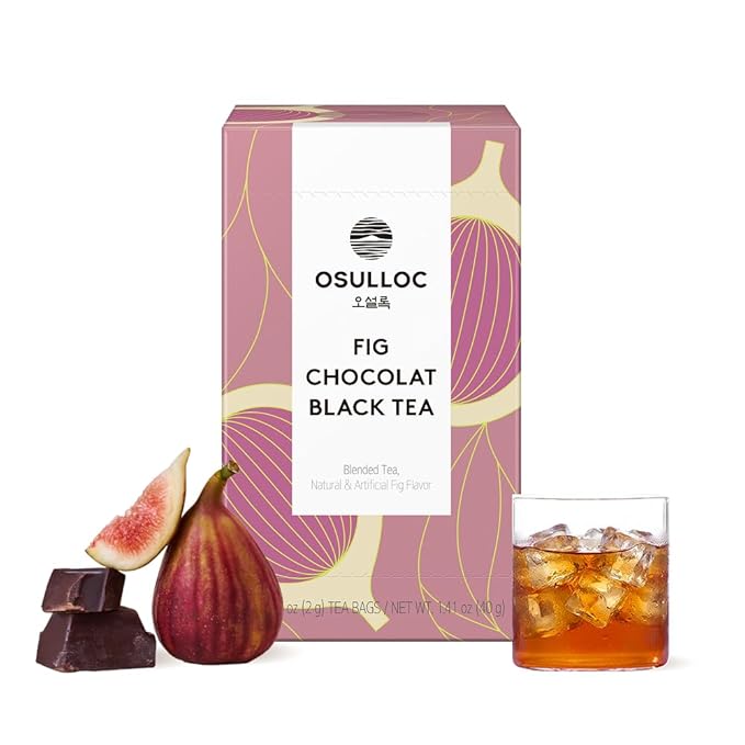 OSULLOC Fig Chocolat Black Tea (Juicy Fig & Chocolate flavor), Fruit Tea Blend, Premium Tea bags from Jeju Isalnd, 20 tea bags