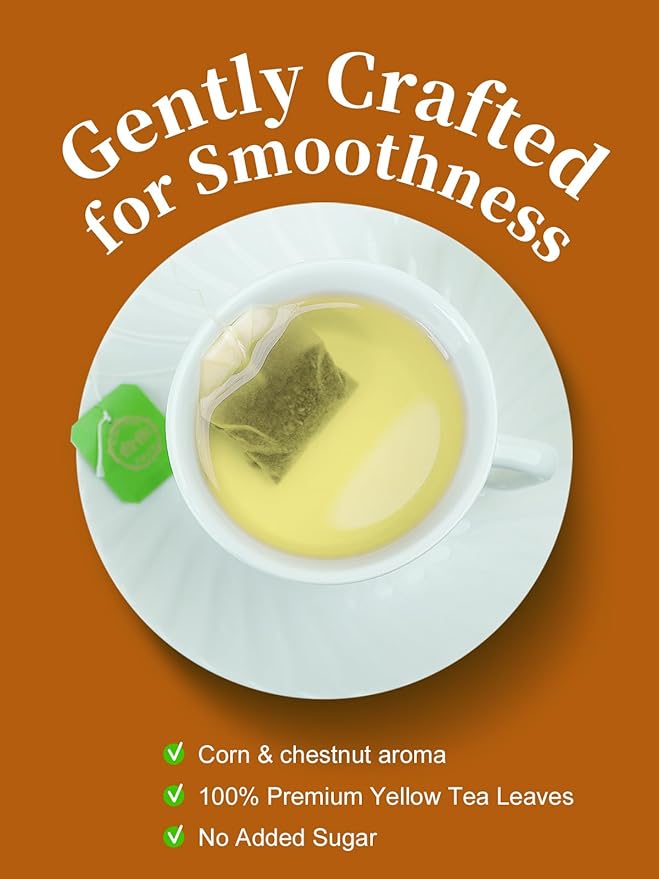 CO-OP 1950 Yellow Tea Bags, Smooth & Mellow Taste, Warm Corn & Chestnut Aroma, Traditional Chinese Yellow Tea, Unique Yellowing Process, 20 Count