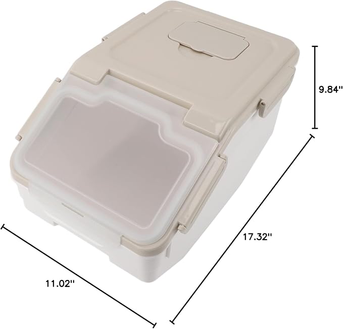 aqxreight Rice Storage Container with Measuring Cup Airtight Thickened PP Plastic Rice Bin for Kitchen Multifunctional Food Storage Container for Rice Flour Grains and Dry Goods