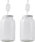 FastRack 1 Gallon Mason Jar Wide Mouth & Twin Bubble Airlock (Pack of 2) | for Fermentation, Pickling, Brewing & Dry Storage – BPA-Free One Gallon Glass Jar with Lid