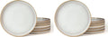 famiware Star Salad Plates for 6, 8 inches Plate Set, Stoneware Dinnerware, Small Dinner Plates for Dessert, Salad, Appetizer, Cappuccino White (Pack of 2)