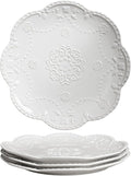 Gaolinci European Palace Series Lace Embossed Ceramic Dinner Plate (Set of 4)