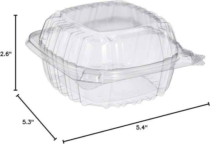 DART C53PST1 OPS 5 in Clear Hinged Container, 5.3 X 5.4 in (Case of 500)