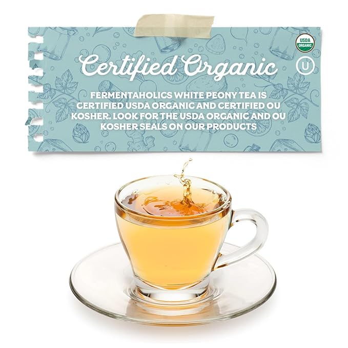Fermentaholics White Peony Tea – 2 oz – USDA Certified Organic Loose Leaf – Delicate Flavor for Kombucha Brewing, Hot or iced tea