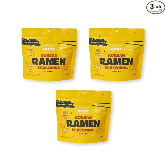HOXY Journey of Korea "Korean Ramen Seasoning" | Gluten Free, Vegan | Finest Ramen Seasoning Powder | 5.3oz (CHICKEN, Pack of 3)