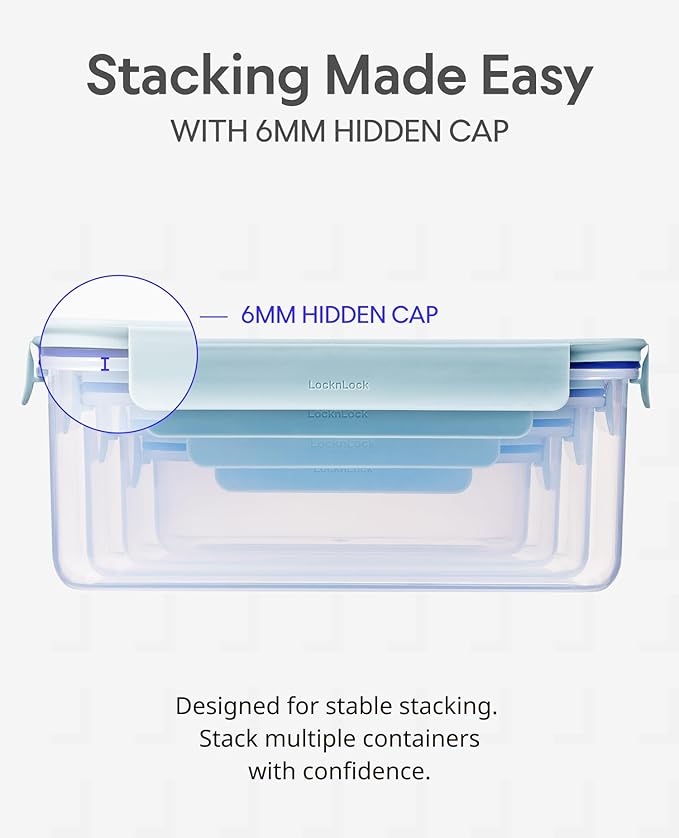 LocknLock Classic-Plus Plastic Food Storage Container | Airtight Plastic Food Storage Containers with Lids | BPA Free Stackable Food Storage for Meal Prep, Leakproof, Freezer & Dishwasher Safe, 910ml