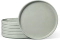 E-far Dinner Plates Set of 6, 10.5 Inch Stoneware Dinner Plate with Raised Edges, Chip & Scratch Resistant | Microwave & Dishwasher Safe Modern Ceramic Dishes for Dessert Salad, Speckled Green