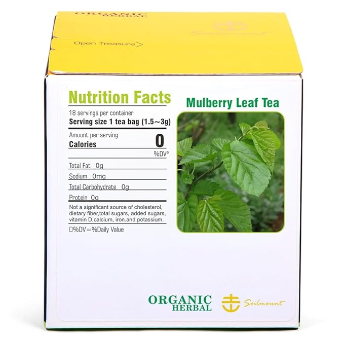 Soilmount - Mulberry leaf Tea - |sang ye|桑叶| - Pure Herbal Tea - Natural, Organic, Non-GMO, Clean Ingredients, Caffeine Free (18 Tea Bags, Box 1)