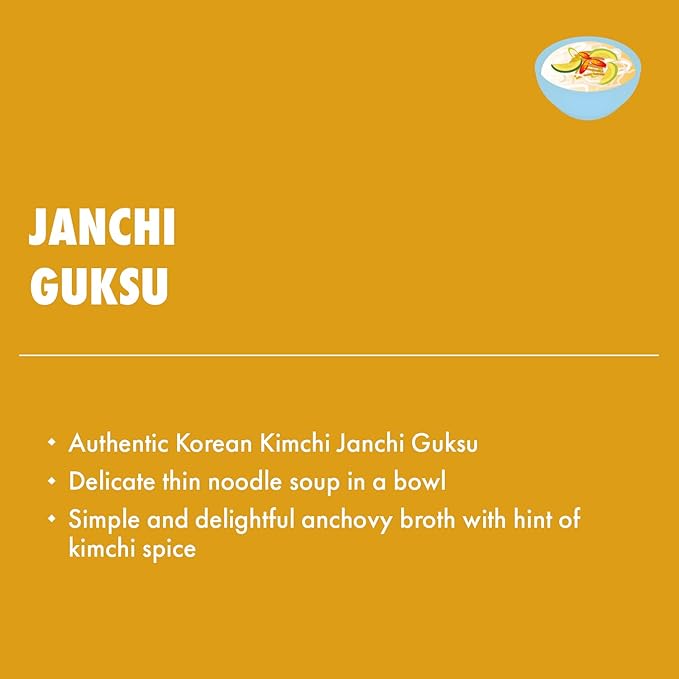 Surasang Kimchi Janchi Guksu Korean Thin Noodle Soup Bowl - Authentic Kimchi Broth, Non-Fried Noodles, Microwave Ready in 2 Minutes - 5.92 oz, Pack of 6