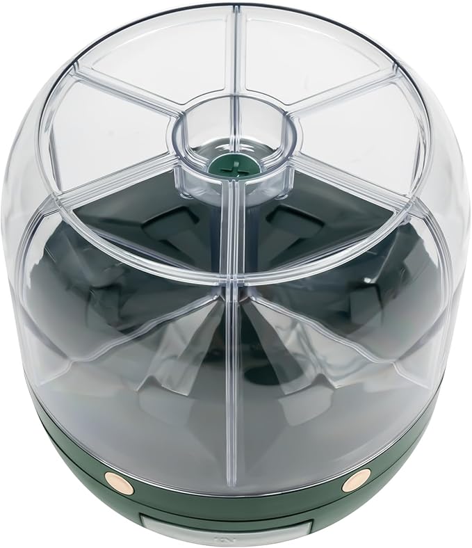 Grain Storage Container Dispenser, 6 Grids rice dispenser rotating, 360° rotating food dispenser One-Click Output rice Storage Round Grain Dispenser Kitchen (Light Green 1.2kg)