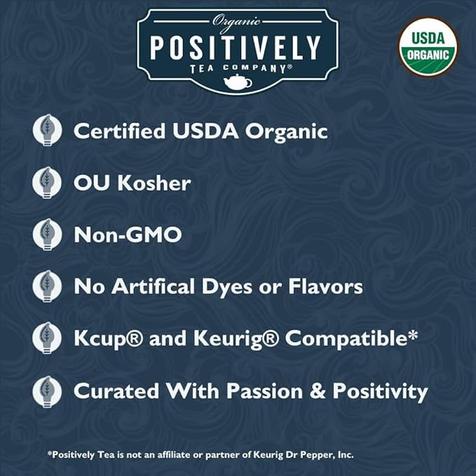 Organic Positively Tea Company, Decaf English Breakfast Black Tea, K-Cup Compatible, 96 Pods
