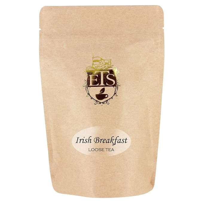 Irish Breakfast Tea Pouches - 4oz | Loose Leaf Blend of 2nd Flush Assam and February Kenya BP1 | Full-Bodied Robust Black Tea with Malty Flavor and Bright Coppery Color