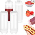 4 Pcs Kitchen Squeeze Bottle, 32 Oz Drizzle Bottle for Sauces & Dressings, No Drip Self-Sealing Mayonnaise Squeeze Bottles, Inverted Refillable Condiment Dispenser for Restaurant, White