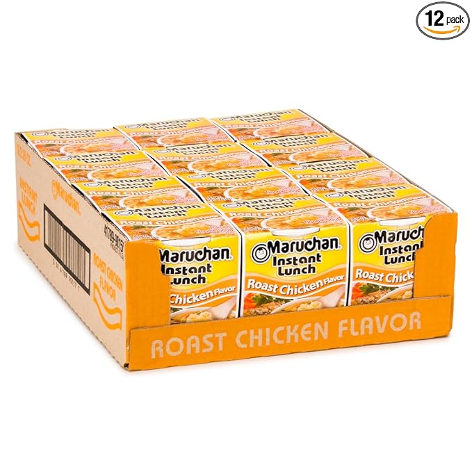 Maruchan Instant Lunch Ramen Noodles, Roast Chicken Flavor – Japanese-Style Instant Noodle Soup, Easy Meal Ready in 3 Minutes – 2.25 Oz. (12 Pack)