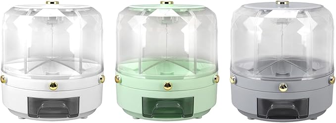 Grain Storage Container Rotatable Rice Dispenser Box 6 Grid Grain Dispenser 360 Degree Rotating Food Dispenser Cereal Dispenser Countertop for Beans Rice Grains(white)