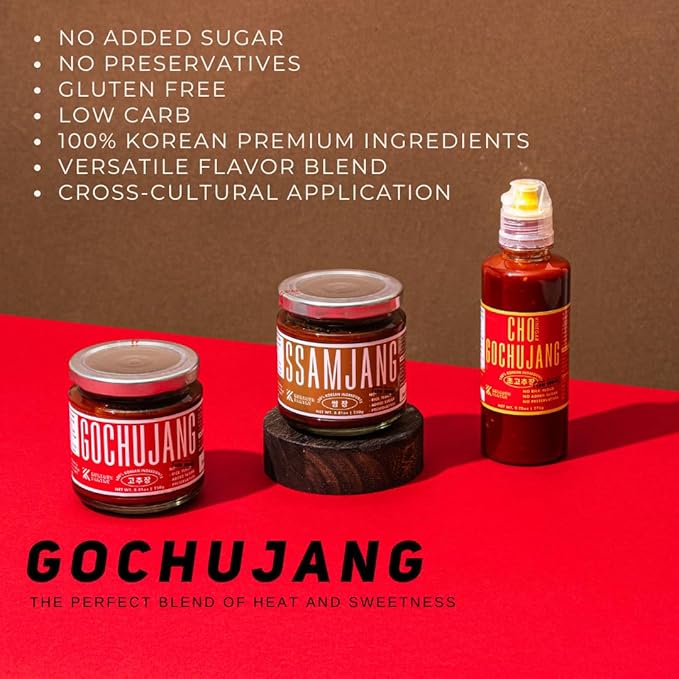 K Kurious Pantry Gochujang, Korean Red Chili Paste, Sauce, Condiment, No Flour, No Added Sugar, No Preservatives, 8.81oz