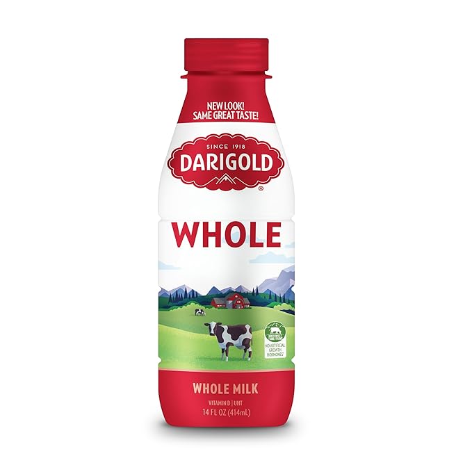 Darigold Shelf Stable Whole Milk Bottle with 12 Essential Nutrients, 15g Protein, rsBT Free - 14oz, 12 Pack (Whole)