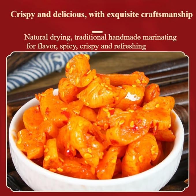 Spicy and crispy dried radish, Korean sweet and spicy kimchi, mixed pickled vegetables, side dishes, chili sauce, Laba garlic, seasoning, Chinese specialty, condiment (Spicy dried radish 168g,1 can)