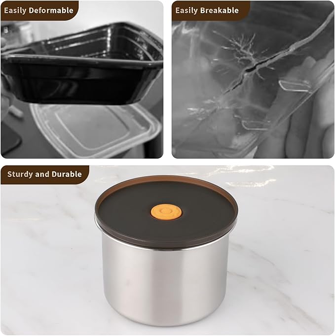 Stainless Steel Food Containers with Lids, 24 oz Food Storage Container set, Metal Food Container Bento Box, Snack Container set with Lid (Dishwasher & Freezer Safe 700 ml)