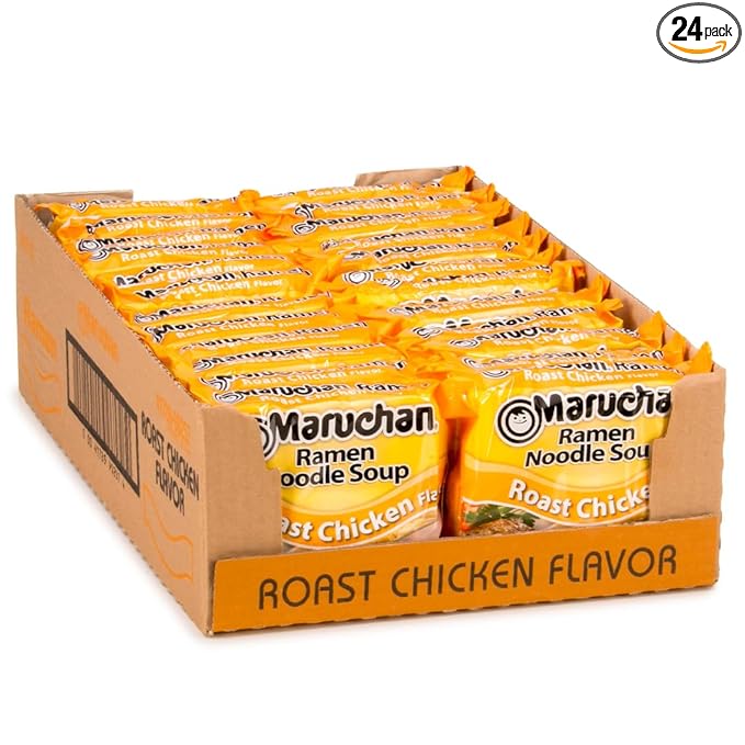 Maruchan Ramen Noodle Soup, Roast Chicken Flavor – Japanese-Style Instant Noodles, Quick & Easy Meal for Students & Busy Families – 3 Oz. (24 Pack)