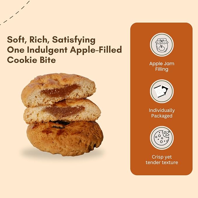 CW Korean Snack Grand Shell Apple Pie Cookies with Apple Filling Jam, Dessert, 10 count, 195 g, individually wrapped Soft Pastry Style cookies, Sweet Apple Treat