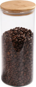 Glass Coffee Bean Container, 52.36 FL OZ (1550 ML), [Thickened Version] 77L Glass Food Storage Jar with Airtight Seal Bamboo Lid - Clear Food Storage Canister for Serving Tea, Coffee, Spice and More