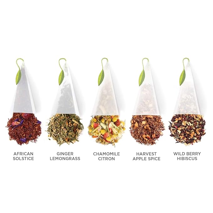 Tea Forte Premium Presentation Box Gift Set Sampler, 20 Count, Assorted Blends Individually Wrapped Handcrafted Pyramid Infuser Bags, Gifts for Mom, Herbal Tea