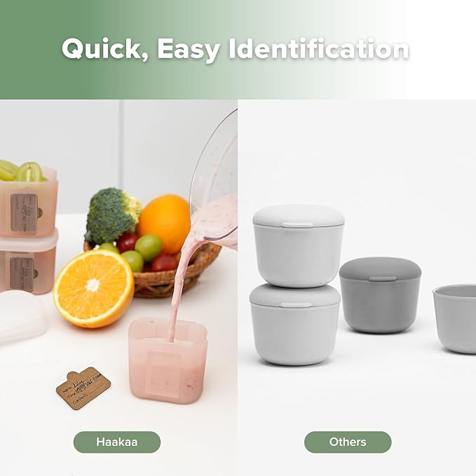 haakaa Mini Meal Silicone Storage Containers,3 oz Silicone Baby Food Containers with Airtight Lids,Reusable Baby Food Jars for Purees, Fruits & Snacks-Microwave & Dishwasher Safe,6 Pack,Blush