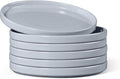 E-far 7.9 Inch Ceramic Dinner Plates, 6-Piece Stoneware Salad Plates with Raised Edges, Chip & Scratch Resistant | Microwave & Dishwasher Safe Dessert Dishes for Appetizer Salad, Speckled Gray