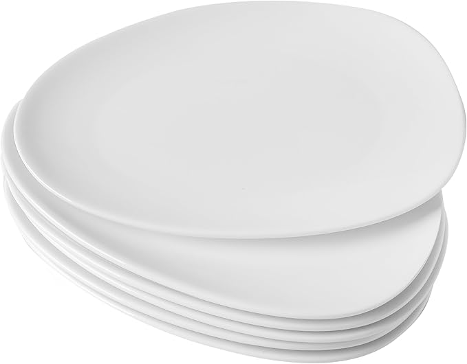 Neaylfe Ceramic Appetizer Plates Set of 6, 6.7 inch Small Dessert Plates, White Salad Plates, Dinnerware Dishes Set for Snacks, Pasta, Side Dishes, Microwave, Oven Safe
