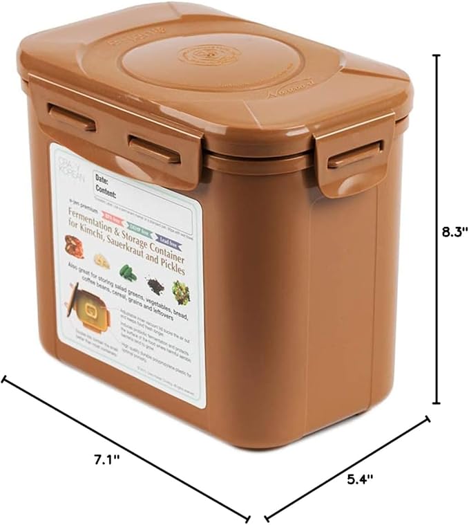 Authentic Crazy Korean Cooking Kimchi Container 0.9 Gal (3.4L) 2 PACK