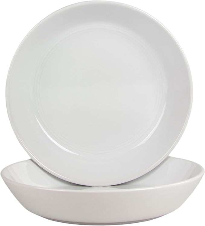 Double Line 9.5"/36 oz Dinner Bowl, Set of 2, White