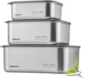 3Pcs Stainless Steel Food Containers,Stainless Steel Containers with Lids,Snack Containers,Lunch Box,Easy Clean,Airtight&Leakproof for Kitchen Storage,Dishwasher Safe,BPA-Free（34oz+54oz+88oz）