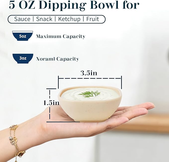 5 OZ Dipping Bowls Sets of 6, Wheat Straw Small Bowls for Dips, Small Ramekins for Side Dishes, Sauce, Unbreakable Charcuterie Cups, Charcuterie Bowls for Kitchen, BBQ, Party, RV - Beige