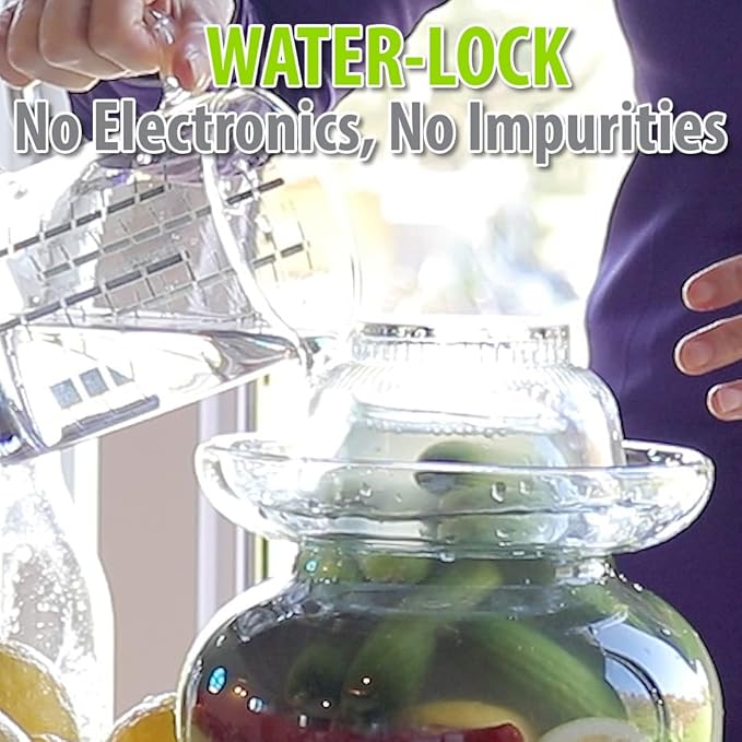 Large Traditional Sichuan Chinese Glass Fermenting Jar with Water Seal Airlock Lid, Glass Fermentation Crock for Pickling, Kimchi, Sauerkraut, and Fermentation (4.5 Liter, 155 Oz, 1.21 Gallons)