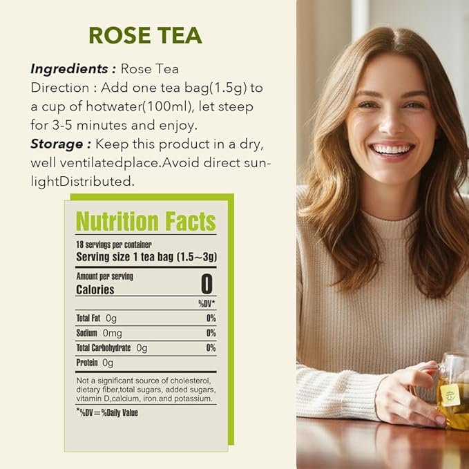Soilmount - Rose Tea - |Natural Rose FloraI Tea|mei gui hua cha|玫瑰花茶| - Pure Herbal Tea - Natural, Organic, Non-GMO, Clean Ingredients, Caffeine Free (18 Tea Bags, Box 1)
