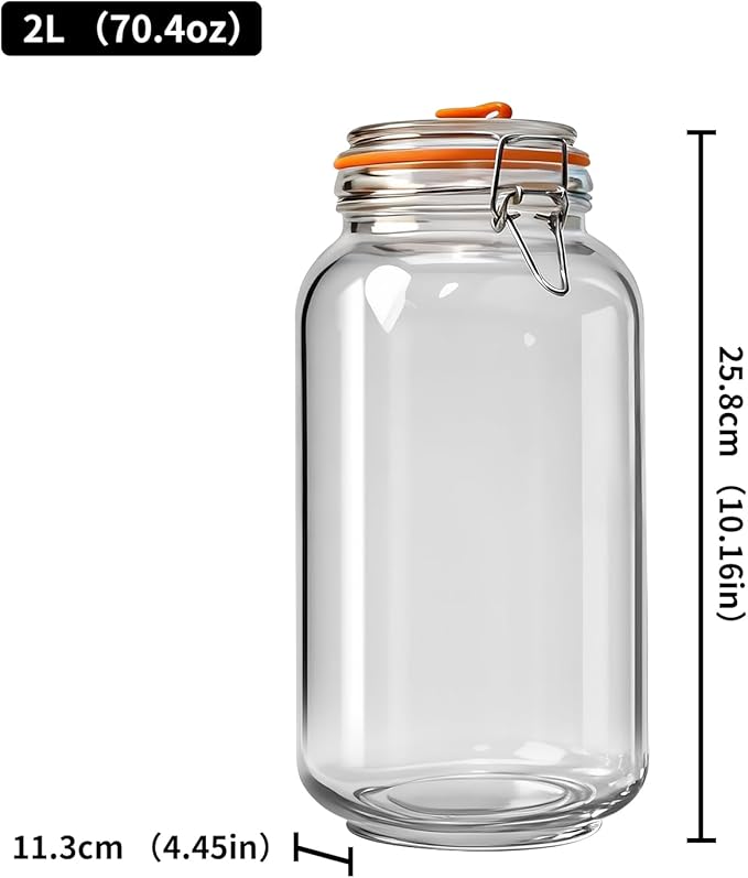 2L Fermentation Jars 3 Pack - Kimchi Container with Airlock - Fermenting Jar - Pickling Jars with Lids