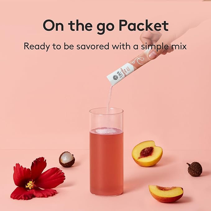 OSULLOC Kombucha Tea LycheePeach (Lychee & Peach Blending), Sparkling Powdered Mix Beverage, No added sugar, 10 Sticks, 1.76oz