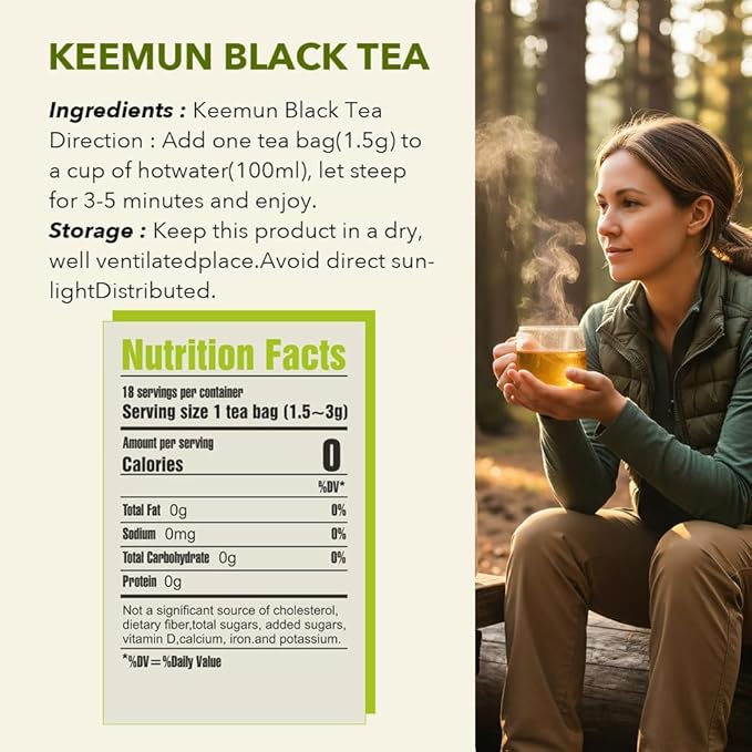 Soilmount - Keemun Black Tea - Chinese Black Tea - Pure Herbal Tea - Natural, Organic, Non-GMO, Clean Ingredients, Caffeine Free (18 Tea Bags, Box 1)