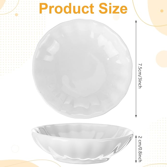 Mimorou 50 Pcs Soy Sauce Dish White Dipping Bowls Bulk, 1.2 oz Asian Small Sauce Bowls for Sushi, Ketchup, Vinegar, Olive Oil, Soy, Spices, BBQ Chip and Dip Serving Bowl Set Gift (Flower)