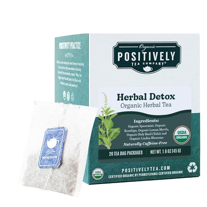 Organic Positively Tea Company, Spearmint & Rosehip Herbal Tea Bags, Naturally Caffeine Free, 20 Count