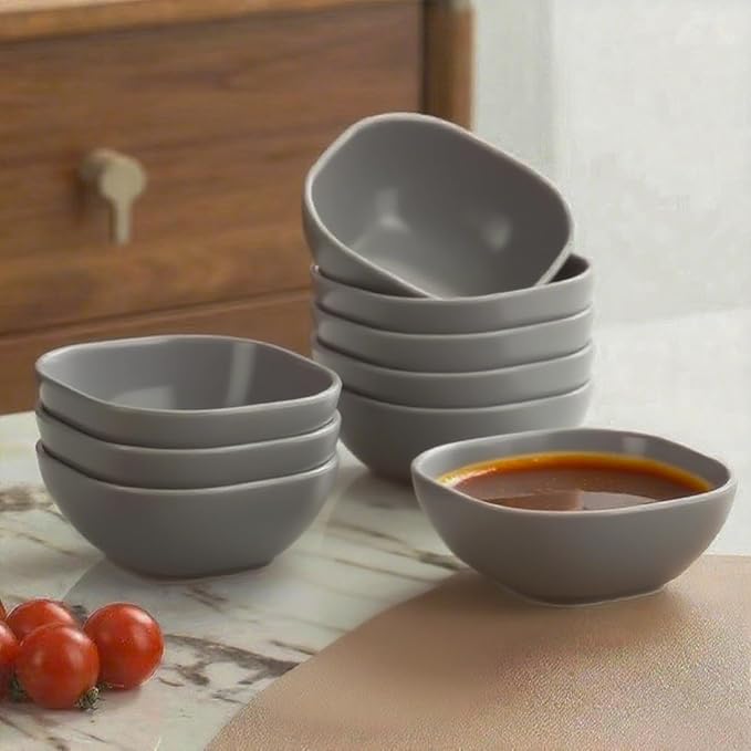 Dipping Bowls, Wheat Straw Bowls Set of 5-4.5 OZ Unbreakable Dipping Cups for Side Dish, Ketchup, Soy, BBQ, Dessert, Sushi, Party, Condiments Serving (Grey)
