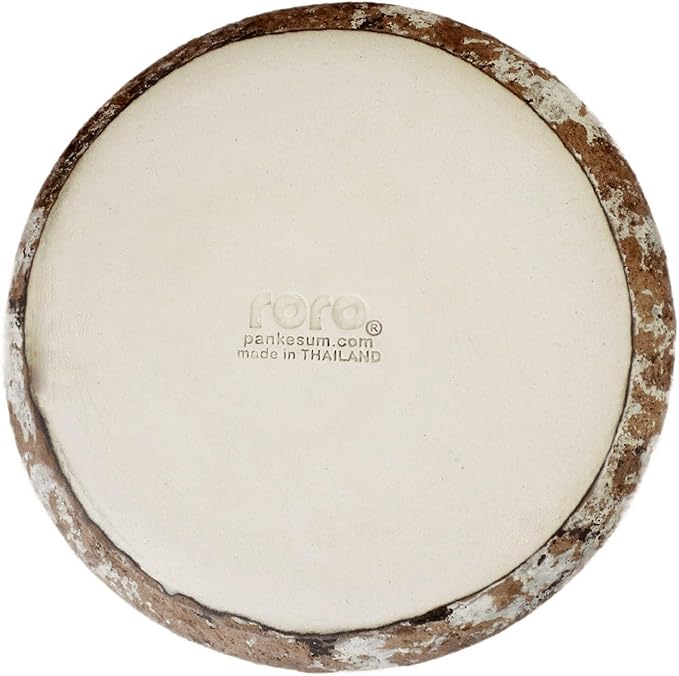 roro Handmade Ceramic Stoneware Appetizer Plates with Rustic Motif; Coral Brown & Tropical Blue, 7 Inch Set of 2 for Appetizers, Dessert, and Snacks