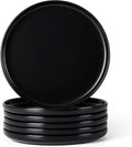 Herogo 6-Piece Stoneware Dinner Plates Set, 10.43" Ceramic Round Plate Set, Handmade Double Reactive Glaze Dinnerware Plates for Kitchen, Microwave, Oven and Dishwasher Safe, Matte Black
