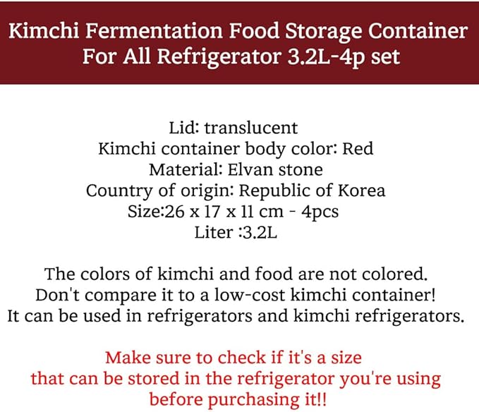 3.2L-4, Airtight Kimchi Container with Handle, Multi-Purpose Food Storage Box,Translucent lid container,Kimchi Fermentation container, fruit-pickle container Compatible with All Refrigerator